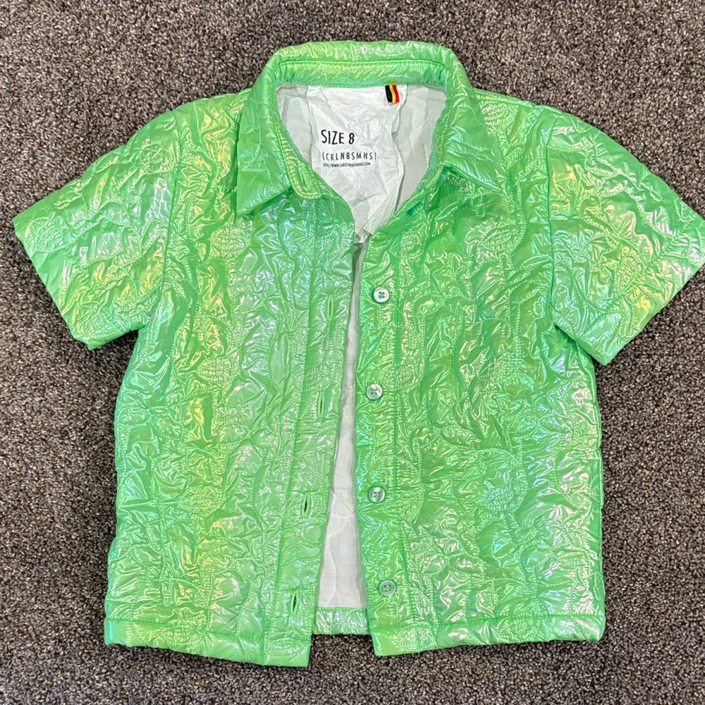 Caroline Bosmans Shimmering Green Button Down Shirt